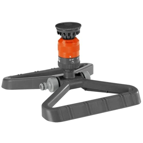 Image of Gardena Comfort Circular Sprinkler Vario: Spray sprinkler for even water distribution, for areas of up to 225 m², 8.5-m range, seven-step sector setting from 90°-360°, stable plastic sled (1948-20)