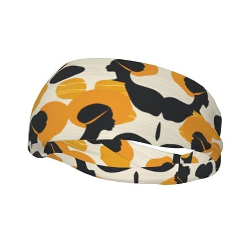 Image of Warm Apricot Face Print Print Sports Sweatband Breathable Fitness Headbands Soft & Stylish Sweatbands For Men And Women