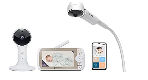 Image of Motorola Nursery VM65X Connect - Halo Video Baby Monitor with Crib Holder - 5 inch Parent Unit and WiFi App - Flexible Magnetic Camera Mount, White