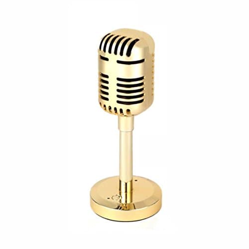 Image of Intempo® Portable Bluetooth Aux Retro Microphone Speaker Rechargeable Battery - Making Music Cool for Home Party Show Beach Function Singing Song (Gold)
