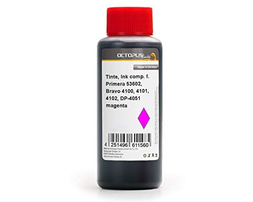 Image of Octopus Fluids 100ml refill ink compatible for Primera Bravo 4100, 4101, 4102 ink cartridges, printer ink magenta for Primera 53602 printer cartridges, no OEM
