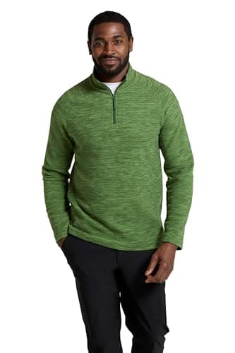 Image of Mountain Warehouse Snowdon Mens Micro Fleece Top - Breathable Antipill, Half Zip Collar Sweater, Quick Drying Smooth Pullover - For Spring Summer & Outdoors Bright Green L