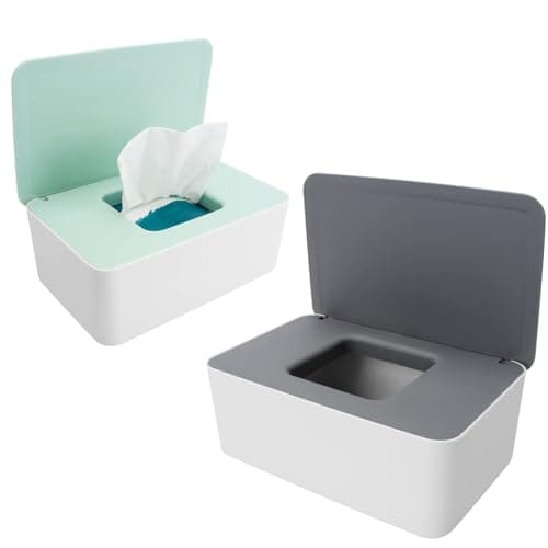 Image of Anruyi Wipes Dispenser, 2Pcs Wet Wipes Storage Box with Lid Plastic Dustproof Tissue Storage Box Case for Toilet Bathroom Kitchen and Office