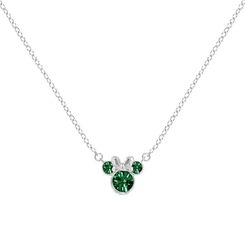 Image of Disney STERLING SILVER 925 MINNIE MOUSE MAY BIRTHSTONE CRYSTAL NECKLACE