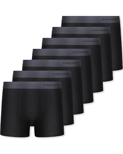 Image of FM London 7-pack Mens Boxers, Tag Free - Cotton Rich, Breathable, Soft and Stretchy Mens Underwear Black