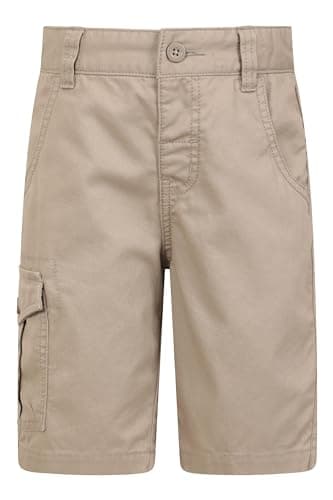 Image of Mountain Warehouse Cargo Kids Shorts - 100% Cotton Pants, Adjustable Waistband, Soft Childrens Shorts, Pockets, Easy Care - Spring Summer, Camping, Travelling Beige Kids Size 7-8 Years