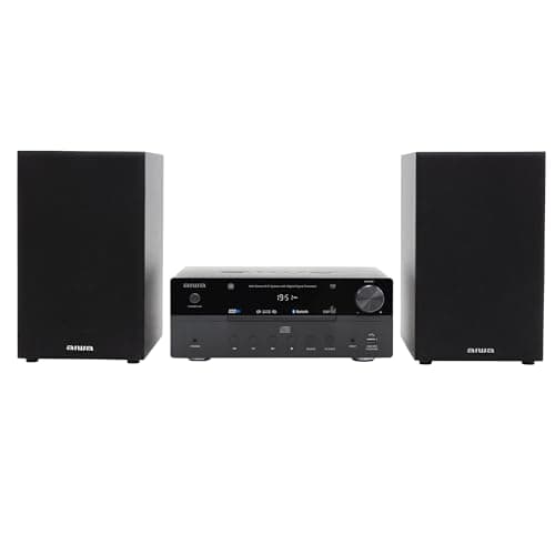 Image of AIWA MSBTU-550 Mini Hi-Fi Stereo System 50W RMS with Bluetooth 5.0, CD/MP3, USB (Playback and Charging), FM Radio, AUX RCA/3.5mm, Hyperbass, DSP, Black