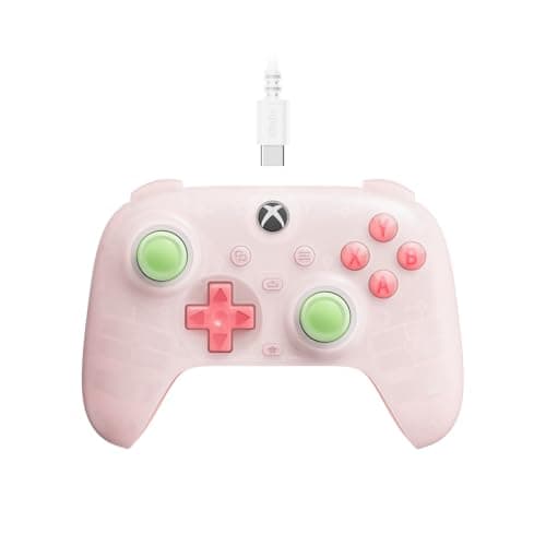 Image of 8Bitdo Ultimate Mini Wired Controller for Xbox with RGB Lighting Fire Ring, Hall Effect Joysticks and Triggers, for Xbox Series X|S, Xbox One, Windows 10/11 - Officially Licensed (Translucent Pink)