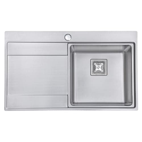 Image of JASSFERRY Stainless Steel Kitchen Sink 860 x 520mm, Single Bowl Sink with Left Hand Drainer, Square Strainer Waste