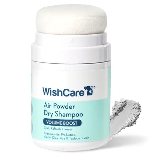 Image of WishCare Air Powder Dry Shampoo for Oily Hair & Scalp - No White Cast & Aerosol - Niacinamide, Probiotics, Kaolin Clay, Rice & Tapioca Starch - Volume Boost, Scalp Refresh & Reset 10gm
