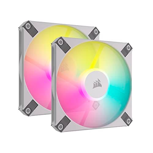 Image of Corsair AF120 RGB SLIM, 120mm PWM Fluid Dynamic Bearing Fan Kit - Thin Profile for Small-Form Cases - Low-Noise - Up to 2000 RPM - 8 Addressable RGB LEDs - Dual Pack with Lighting Node CORE - White