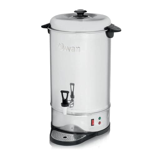Image of Swan 20L Tea Urn, Stainless Steel, Concealed Heating Element, Keep Hot Function, Drip-Free Tap, Ideal for Events and Catering, Stainless Steel, SWU20L