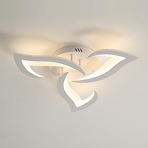 Image of Dorlink LED Ceiling Light, 36W 3240LM Modern Design Ceiling Lighting, 3 Lights Living Room Ceiling Light Acrylic White Flower Fittings Ceilings for Bedroom, Kitchen, Dining Room 3000K Warm White
