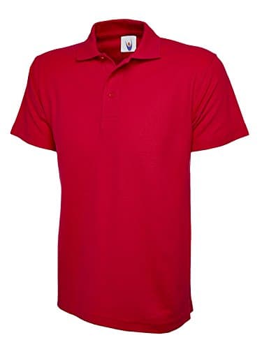 Image of Mens & Womens Classic Polo Shirt Short Sleeve Plain Tee Top Casual Work Sports (XS, Red)