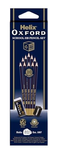 Image of Helix Oxford X10 HB Pencils with Plastic Sharpener and Eraser