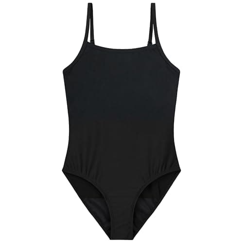 Image of CityComfort Girls Swimming Costume One Piece Period Swimwear Teens Leakproof Absorbent UPF50 Swimsuit Adjustable Straps (Black, 15 Years)