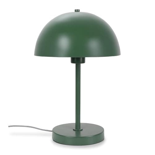 Image of ValueLights | Forest Green Single Stem Bedside Table Lamp with Dome Lampshade | Home Décor, Bedside & Desk Lamp | Includes Bulb