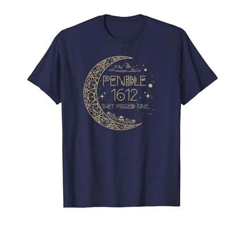 Image of Pendle 1612 They Missed One Witch Trials Celestial Witchcore T-Shirt, Men, Navy Blue, X-Large