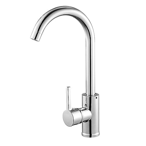 Image of Holdfiturn Kitchen Sink Tap - Brushed Nickel Single Lever 360º Swivel Spout Monobloc Mixer for Kitchen Faucet