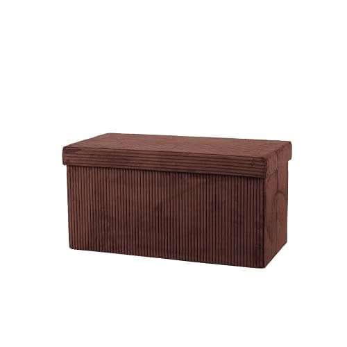 Image of Large Ottoman Foldaway Storage Blanket Toy Box Bench Corduroy Pouffe Footstool Ottoman (Brown, 76cm x 38cm)