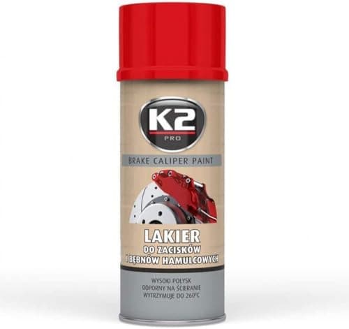 Image of K2 PRO Brake Caliper RED HIGH GLOSS Heat 260°C Resistant Paint Spray 400ml