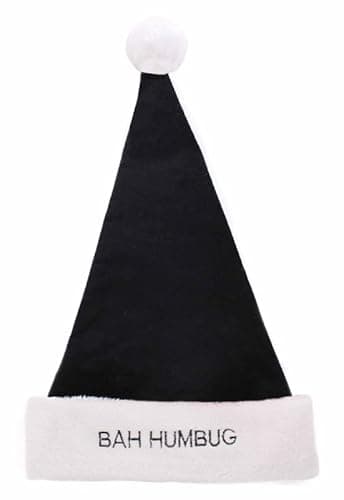 Image of Tallon Festive Wonderland Novelty Black Xmas Christmas Hat - Bah Humbug, Small, One Size, XS0274