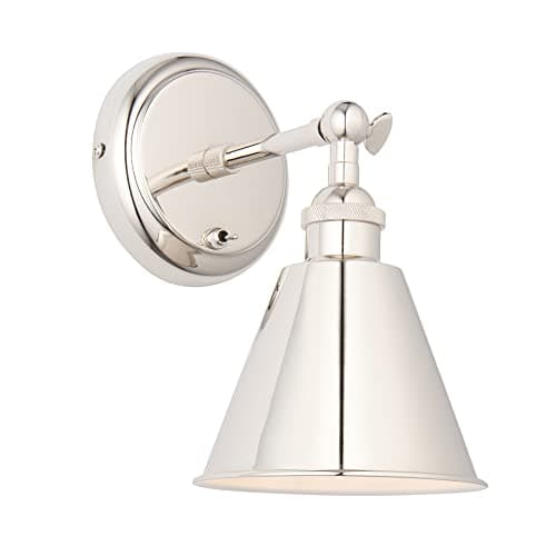 Image of Bright Nickel Wall Light Fitting - Satin White Inner Shade - Knurled Detailing | Bright Nickel Plate Finish - Bulb Not Included - Requires 7W LED E14 - Dimmable Lighting