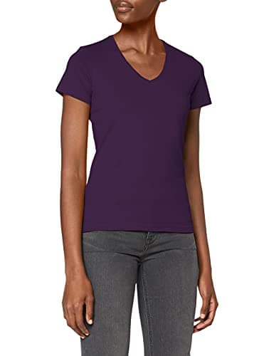 Image of Stedman Apparel Women's Classic-T V-Neck/ST2700 Regular Fit Short Sleeve T-Shirt, Purple (Deep Berry), Size 16 (Manufacturer Size:X-Large)