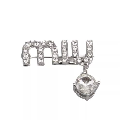 Image of Rhinestone MIU Letter Brooch Crystal Letter Pin Badge Dress Sweater Coat Lapel Pin Accessories Jewelry Gift for Women