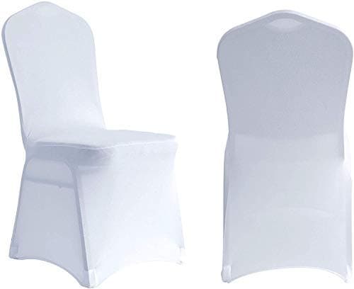Image of Namvo 10 PCS Chair Cover Spandex Lycra Stretch Slipcover, Suit for Wedding Anniversary Party Banquet, Elasticated Dining Room Chair Protector(White)