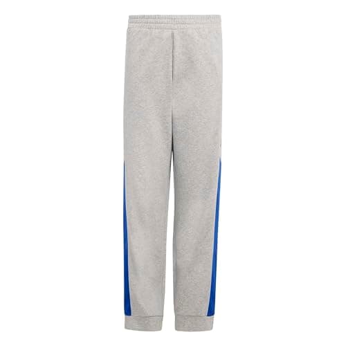 Image of adidas Unisex Kids Color Block Pants, Medium Grey Heather/Team Royal Blue/Glow Blue, 13-14 Years