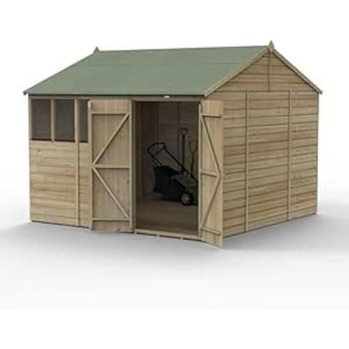 Image of Forest Garden Beckwood 10x10 Reverse Apex Shed | 4 Windows | Double Door|25 Year Anti-Rot Guarantee
