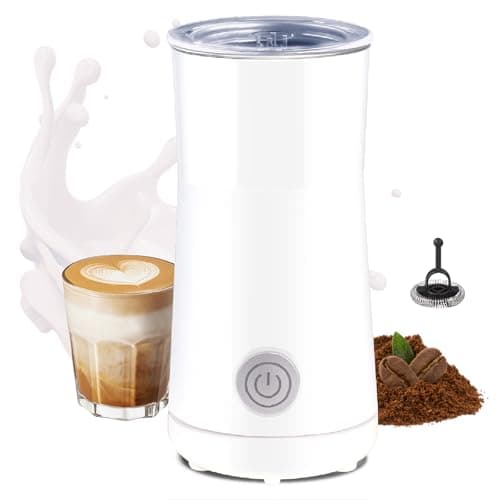 Image of Huogary Milk Forther Simple Milk Frother and Steamer 2-in-1 Milk Steamer with Hot Milk Foam and Hot Milk for Latte, Macchiato, Cappuccinos (White)
