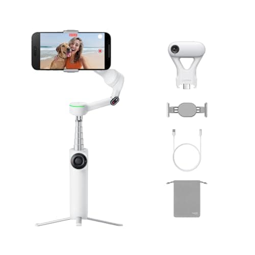 Image of Insta360 Flow 2 Pro AI Tracker Bundle White - Foldable AI Phone Gimbal for iPhone Native Tracking in 200+ iOS Apps, Multi-Person Tracking, 360º Pan Tracking, Built-In Tripod/Selfie Stick