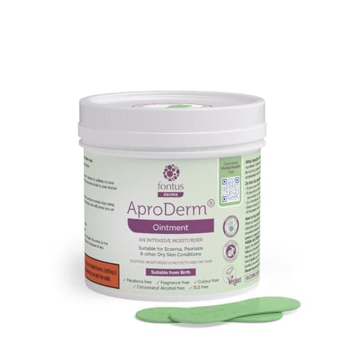 Image of AproDerm® Ointment 500g Tub – Long-Lasting, Intensely Moisturising Emollient; Suitable for Eczema, Psoriasis, Ichthyosis, Dermatitis and Other Dry Skin Conditions; Vegan