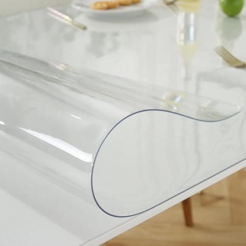Image of MESCXTY 4mm Thick Custom Multisize Clear PVC Cover Protector Waterproof Crystal Soft Plastic top Protective Pad for End/Night Stand/Side,40/60/80/90/100cm Wide(Clear,80 * 130cm)