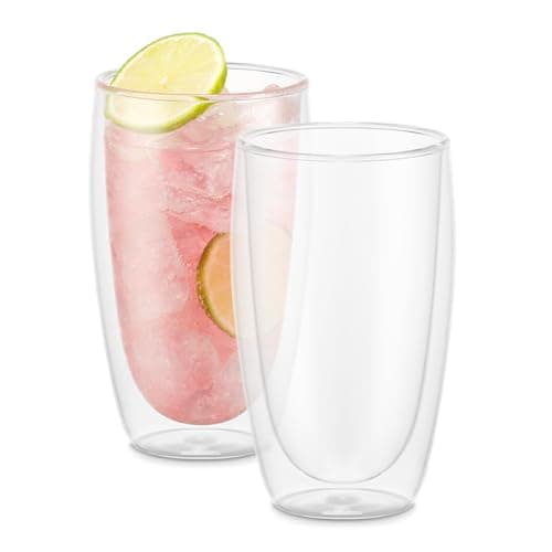 Image of Bodum Double Walled Glasses Pack of 4 PAVINA - 350ml & 80ml - Espresso & Latte Cups - Dishwasher Safe Thermal Cup - Mouth-Blown Borosilicate Glass