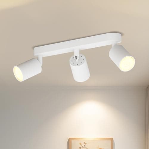 Image of LVWIT 3 Way Spotlights White,Kitchen Light Fittings,GU10 Kitchen Lights Ceiling White,Light Fittings Ceilings,Hallway Lights Ceiling,Ceiling Lights for Lounge Bedroom Dining Room(Bulb Not Included)