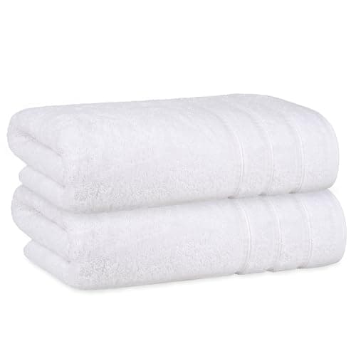 Image of Perefly Large Bath Towels (70 X 140 CM) - Extra Large Hotel Quality Towels - Soft & Absorbent Cotton - Quick Dry Towel 2 Pack (White)