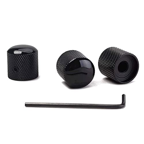 Image of Alnicov Precision Guitar Control Knobs With (6.0MM) Dia. Shaft Pots - Set Of 3 Knurled Potentiometer Dome Knobs(Black)