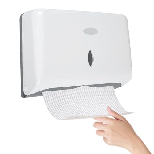 Image of Paper Towel Dispenser Wall Mounted Hand Paper Dispenser Holds 200 Paper,C-Fold Hand Towel Dispenser Toilet Tissue Dispenser for Bathroom Kitchen Hotel Resturant (White)