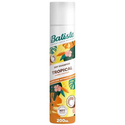 Image of Batiste Dry Shampoo in Tropical 200ml, Coconut & Floral Fragrance, No Rinse Spray to Refresh Hair in Between Washes