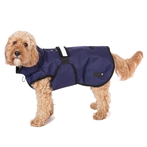 Image of Danish Design 3-in-1 Dog Coat Navy, 33cm (13in) - All Weather, Waterpoof, Fleece-Lined, Reflective Raincoat for Dogs