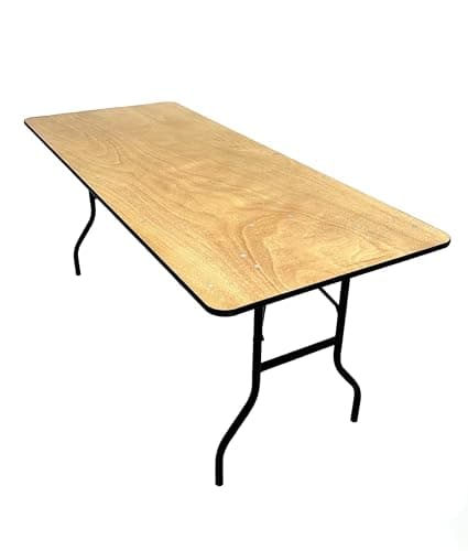 Image of BE Furniture 6ft Varnished Wooden Table - 6' x 2'6'', Banquet Tables, Wooden Trestle Tables