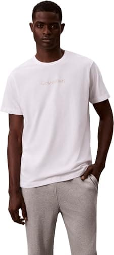 Image of Calvin Klein Men’s Short Sleeve Crew Neck T-Shirt, White (White), S