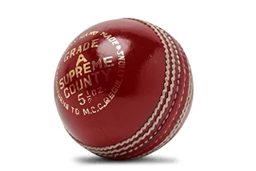 Image of Zipper Leather Cricket Ball Senior Match Quality Hand Stitched Balls 5.50oz Weight (Supreme County (Red), Pack of 1)