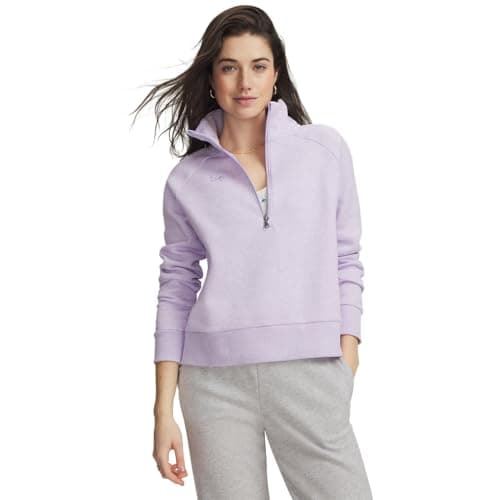 Image of Under Armour womens Rival Fleece 1/2 Zip, (536) Purple Crest Light Hthr / / Purple Crest, Medium