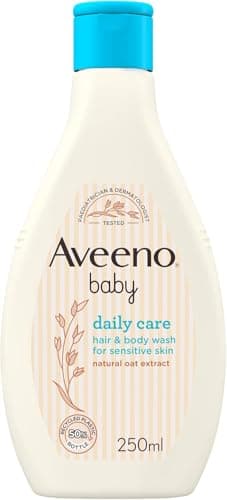 Image of Aveeno Baby Daily Care Hair and Body Wash (1 x 250 ml), Tear-Free Baby Wash with Gentle Fragrance with Collodial Oatmeal, Gently Cleanses and Leaves Skin Feeling Moisturised, For Sensitive Skin