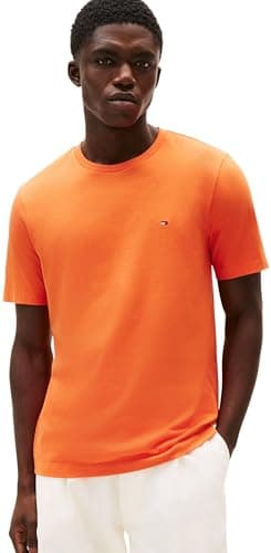 Image of Tommy Hilfiger Men's Ess Seasonal Reg Fit Solid Tee MW0MW39995 S/S T-Shirt, Orange, M