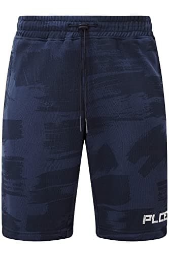 Image of 883 Police Calla Men's Camo Print Navy Jogger Shorts (M, Navy)